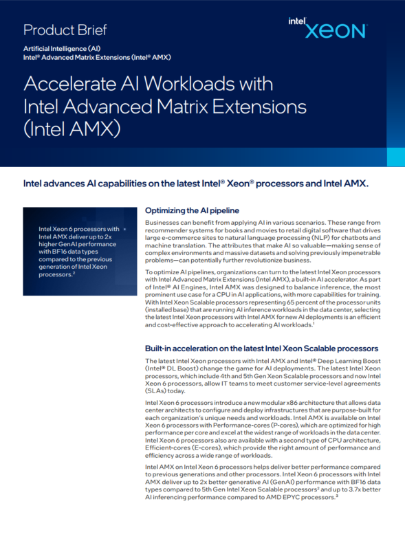 Accelerate AI Workloads with Intel Advanced Matrix Extensions (Intel AMX) preview