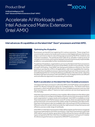 Accelerate AI Workloads with Intel Advanced Matrix Extensions (Intel AMX)