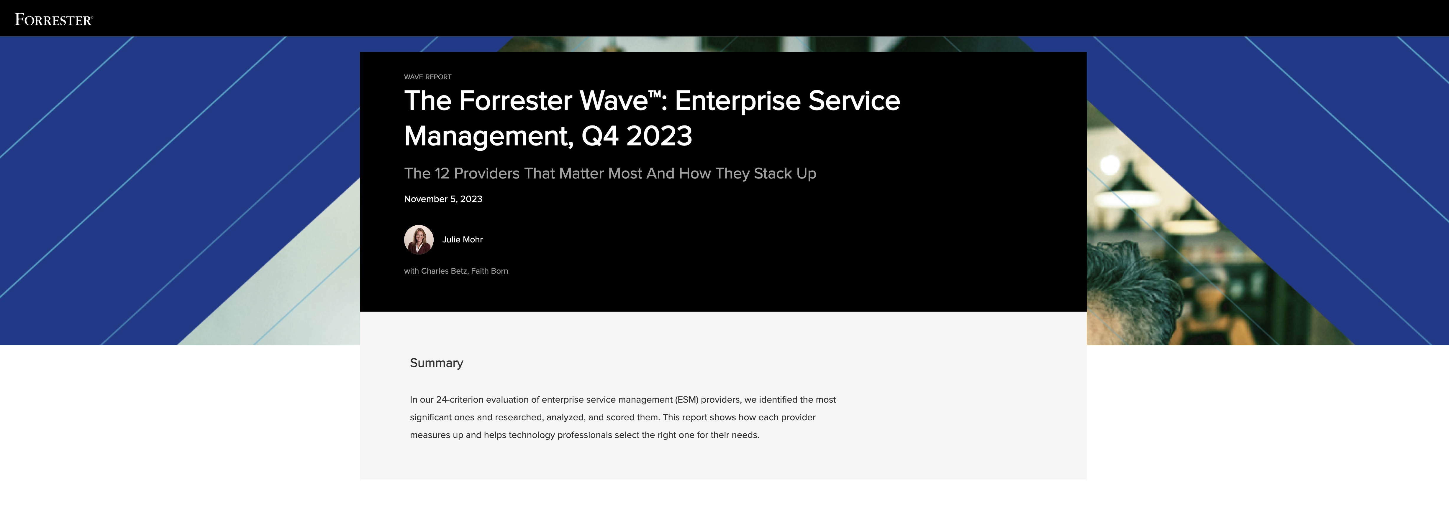 The Forrester Wave™: Enterprise Service Management, Q4 2023 preview