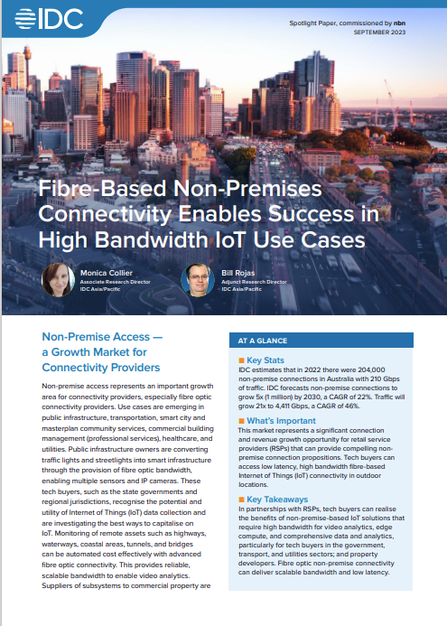 IDC : Fibre-Based Non-Premises  Connectivity Enables Success in  High Bandwidth IoT Use Cases preview