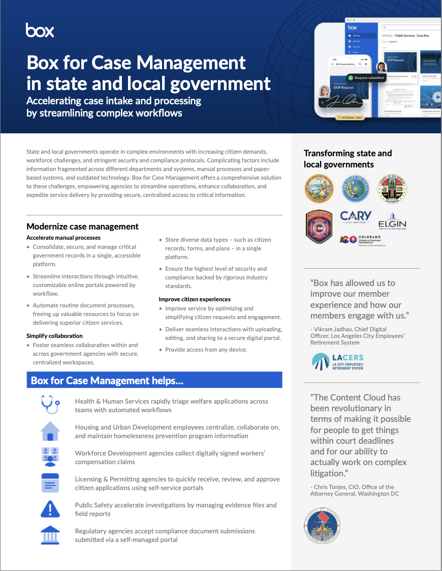 Box for Case Management in state and local government preview