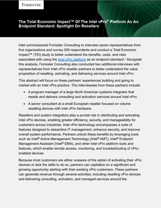 The Total Economic Impact of the Intel vPro Platform as a Endpoint Standard