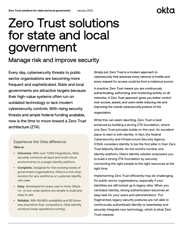 Zero Trust Solutions For State And Local Government preview