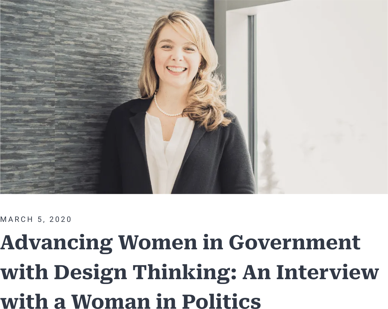 Advancing Women in Government with Design Thinking: An Interview with a Woman in Politics
