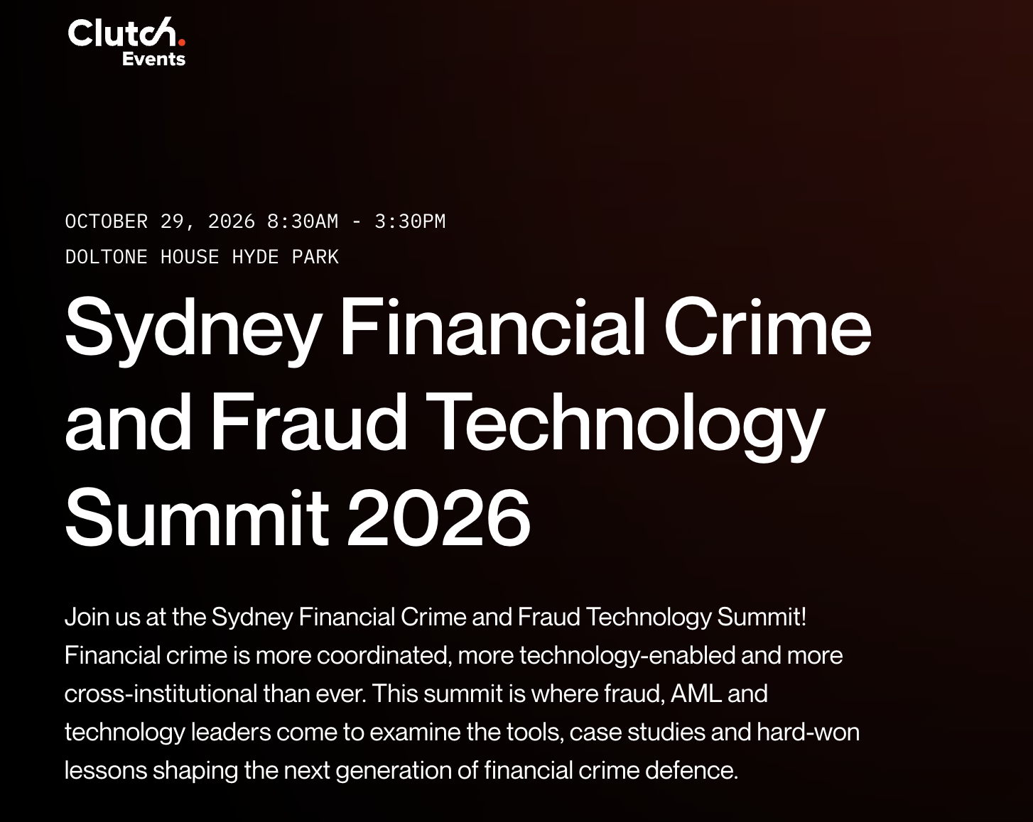 Sydney Financial Crime and Fraud Technology Summit 2026