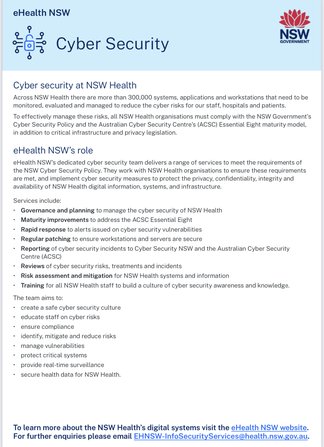 Cyber Security at NSW Health