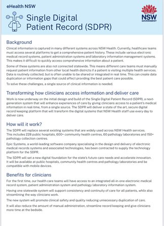 Single Digital Patient Record (SDPR)