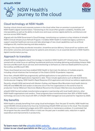 NSW Health’s Journey to the Cloud