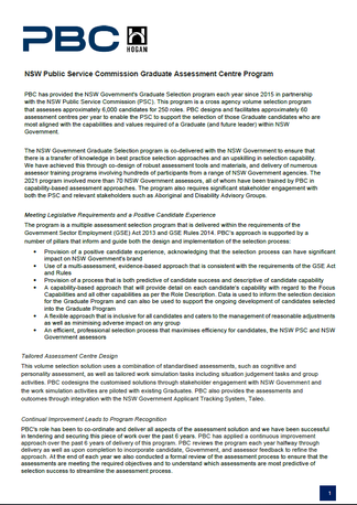 NSW Public Service Commission Graduate Assessment Centre Program