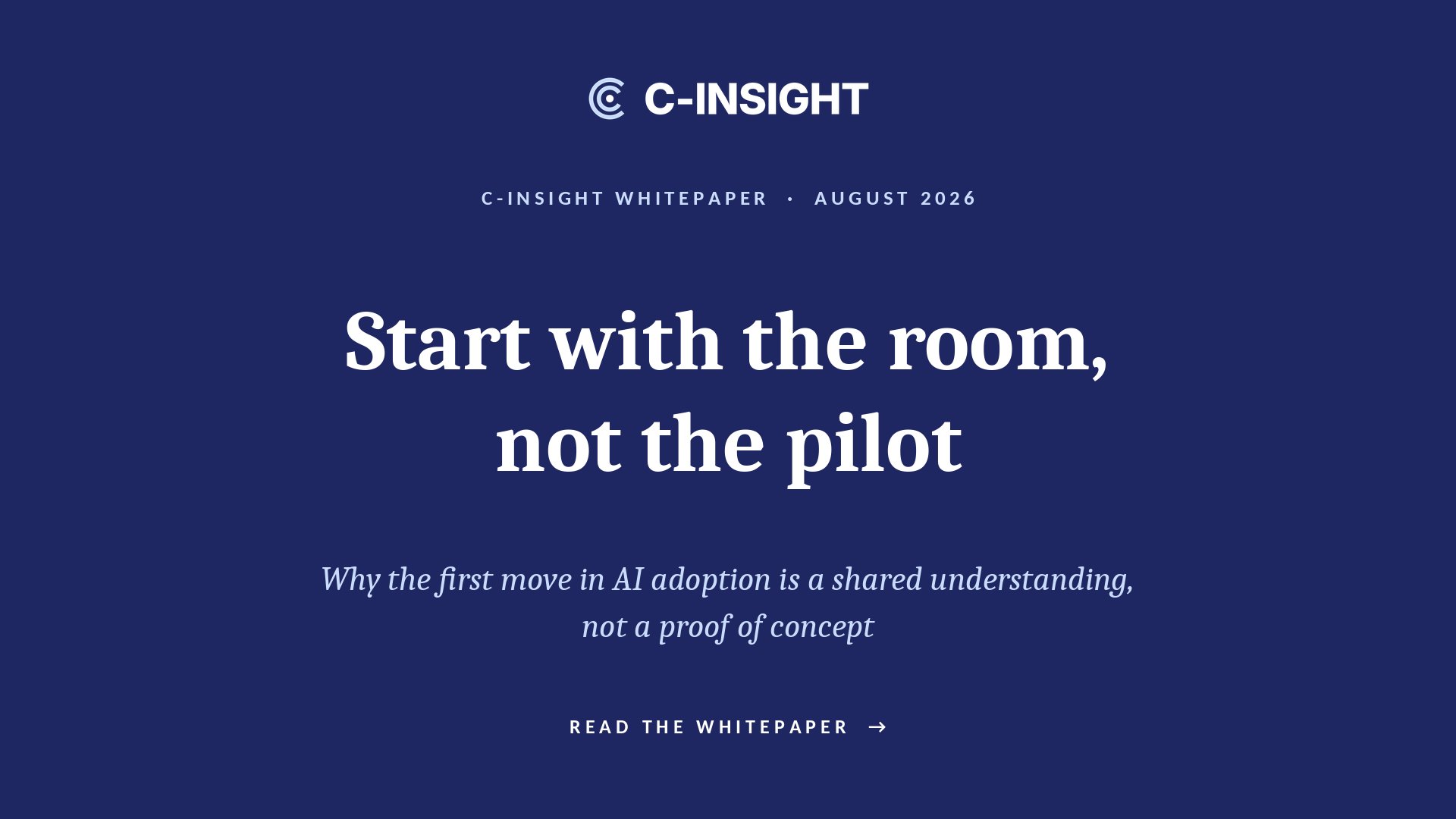 Start with the Room - Why the cheapest useful first move in AI adoption is a shared understanding and a shortlist, not a proof of concept