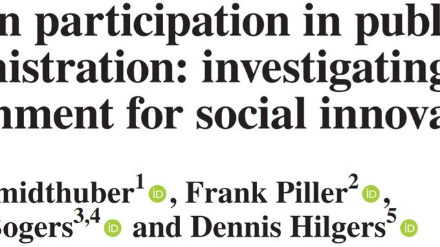 Citizen Participation in Public Administration: Investigating Open Government for Social Innovation