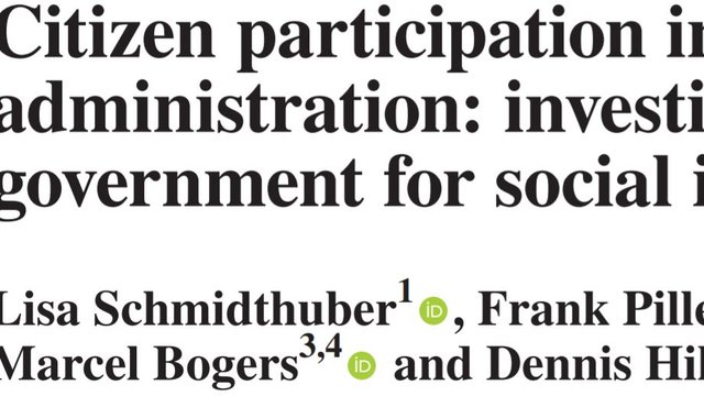 Citizen Participation in Public Administration: Investigating Open Government for Social Innovation