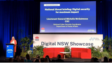 Promotional image for an insight entry called Digital NSW 2025: National threat briefing: Digital security for maximum impact with Lt. McGuinness